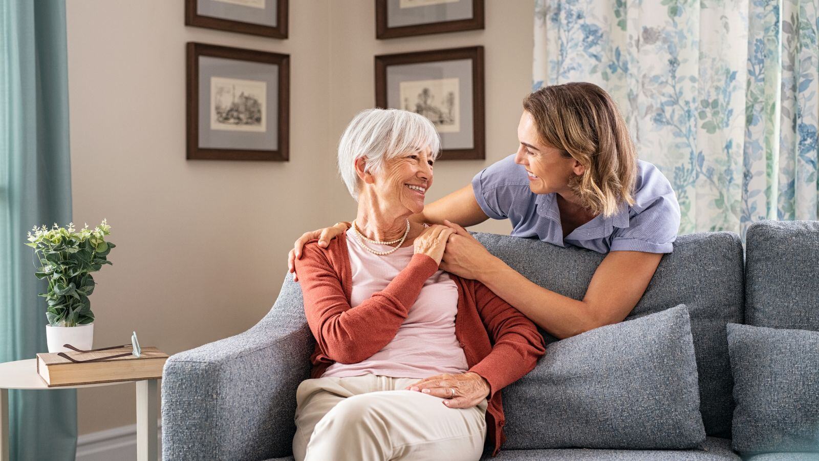 adult woman with aging mother